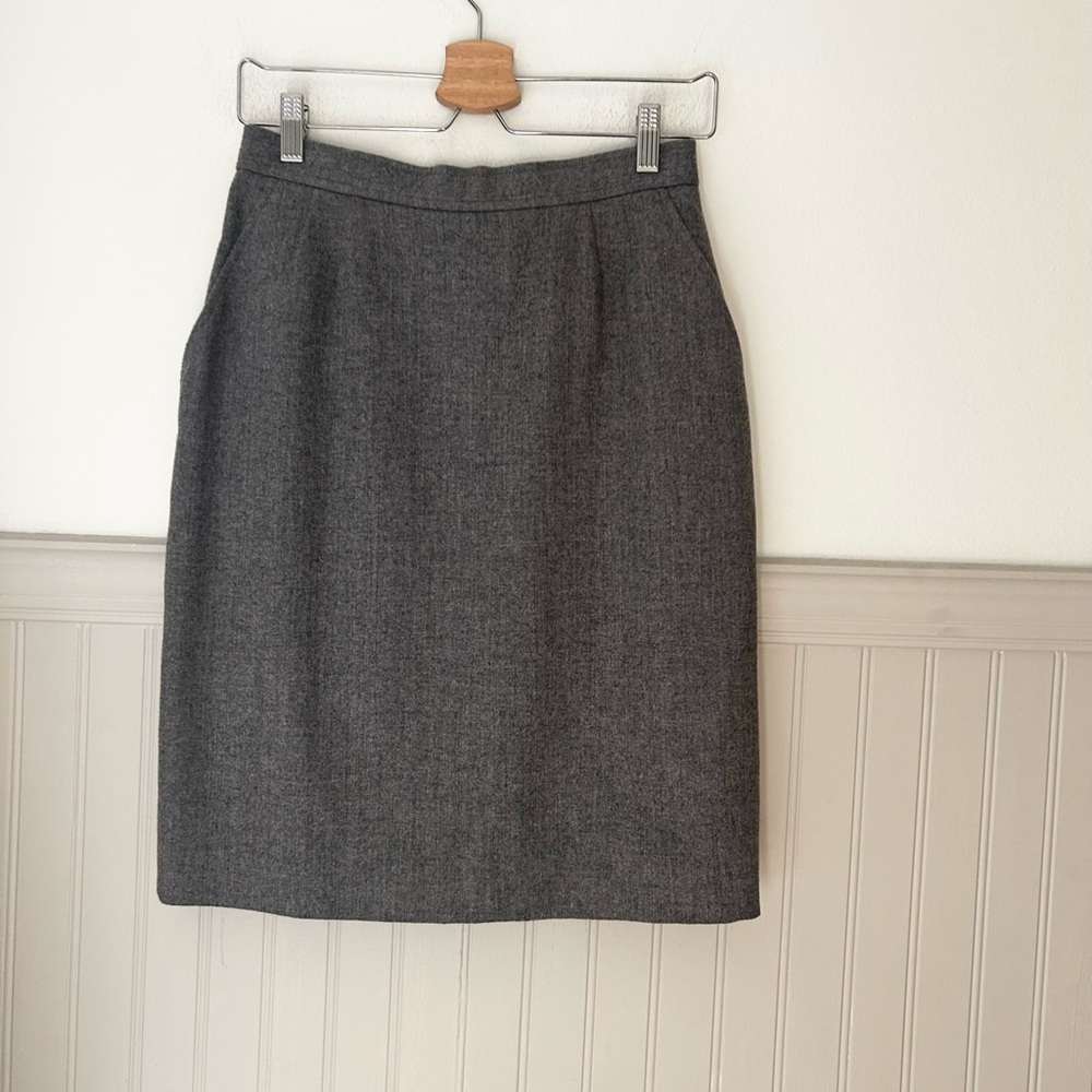 Evan Picone Vintage Grey Wool Pencil Skirt Size 8 Classic Workwear Midi Skirt